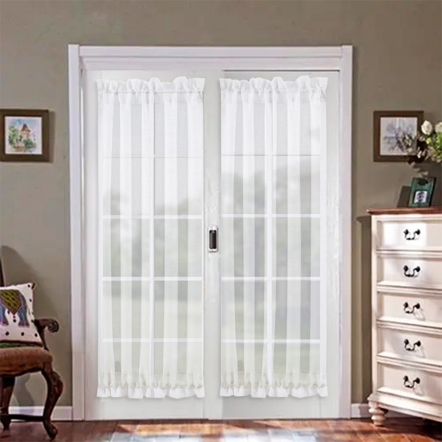 Rideaux de porte transparents, 1 panneau, blanc, 64*102cm/137*102cm/64*183cm/137*183cm