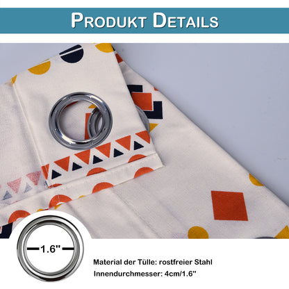 2er Set Vintage Boho Outdoor Vorhänge – Wasserdicht für Terrasse und Garten