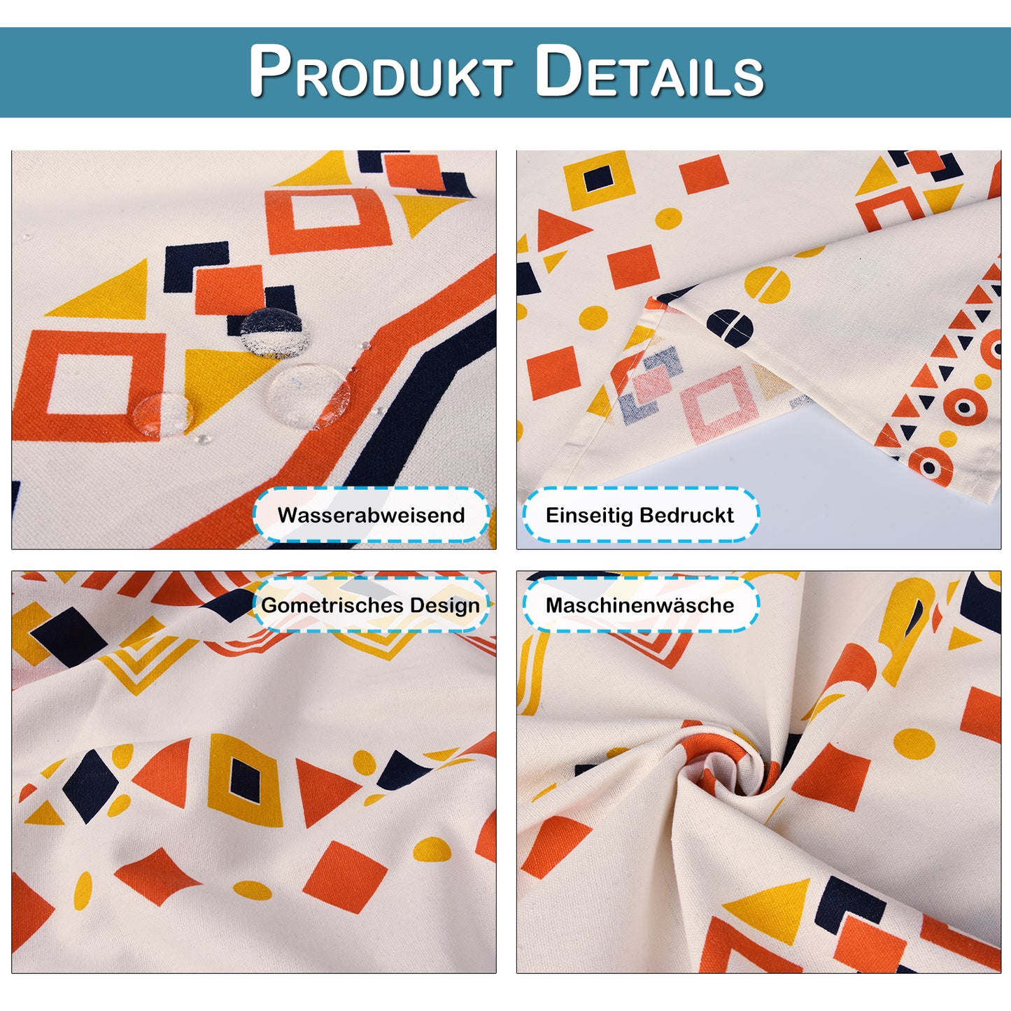 2er Set Vintage Boho Outdoor Vorhänge – Wasserdicht für Terrasse und Garten