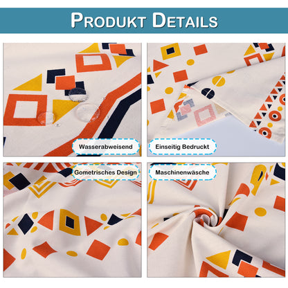 2er Set Vintage Boho Outdoor Vorhänge – Wasserdicht für Terrasse und Garten