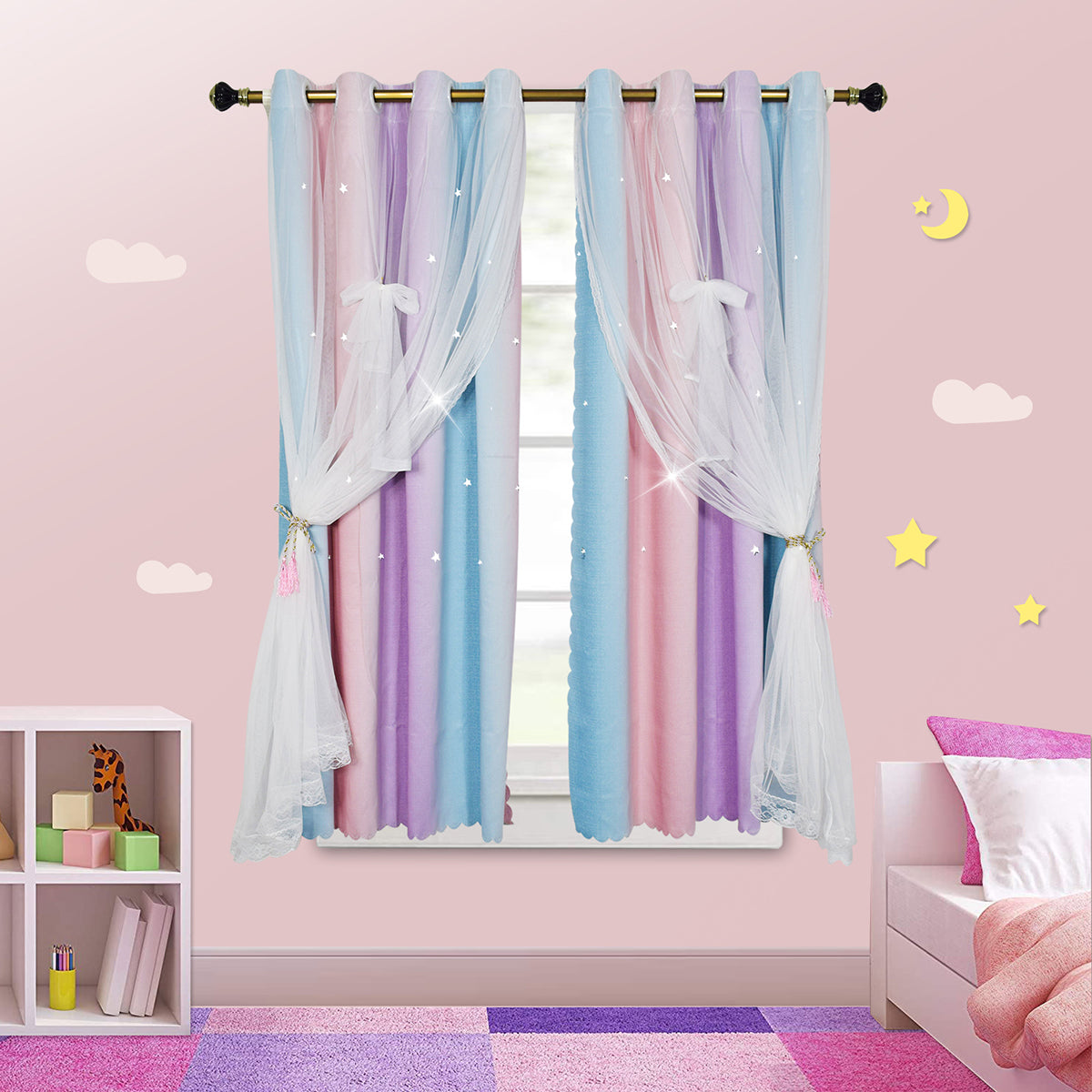 Rideaux occultants Princess à double épaisseur, 1 panneau, violet, 130x160cm/130x215cm/130x243cm