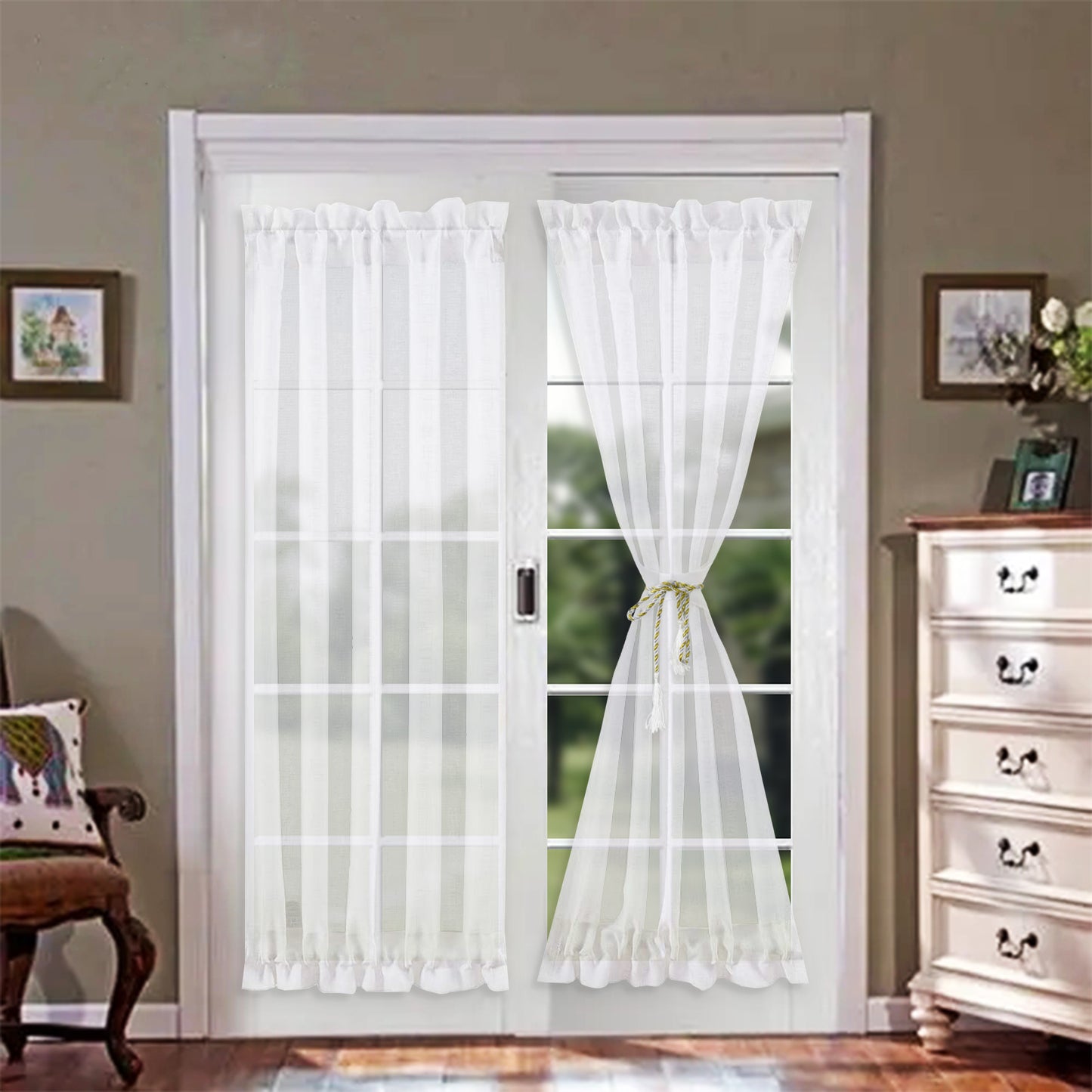 Rideaux de porte transparents, 1 panneau, blanc, 64*102cm/137*102cm/64*183cm/137*183cm