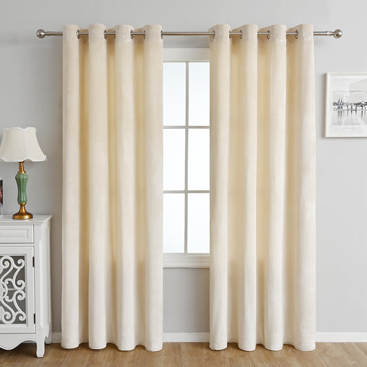 Velvet Curtains, 1 Panel, Beige, 132*164cm/132*214cm/132*244cm