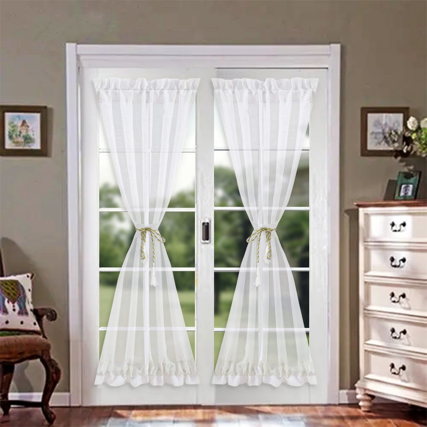 Rideaux de porte transparents, 1 panneau, blanc, 64*102cm/137*102cm/64*183cm/137*183cm