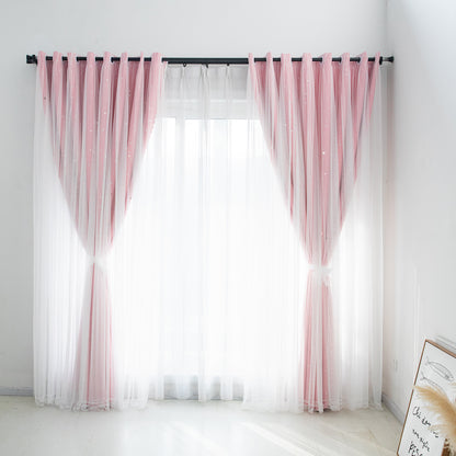 Doppellagige Vorhänge, 1 Panel, Rosa, 132x160cm/132x213cm/132x243cm