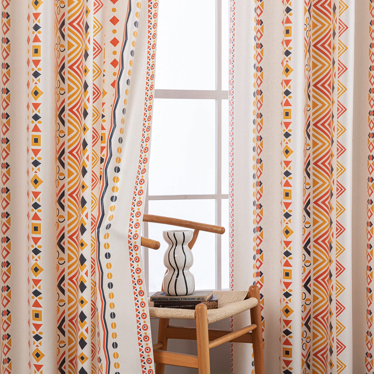 2er Set Vintage Boho Outdoor Vorhänge – Wasserdicht für Terrasse und Garten