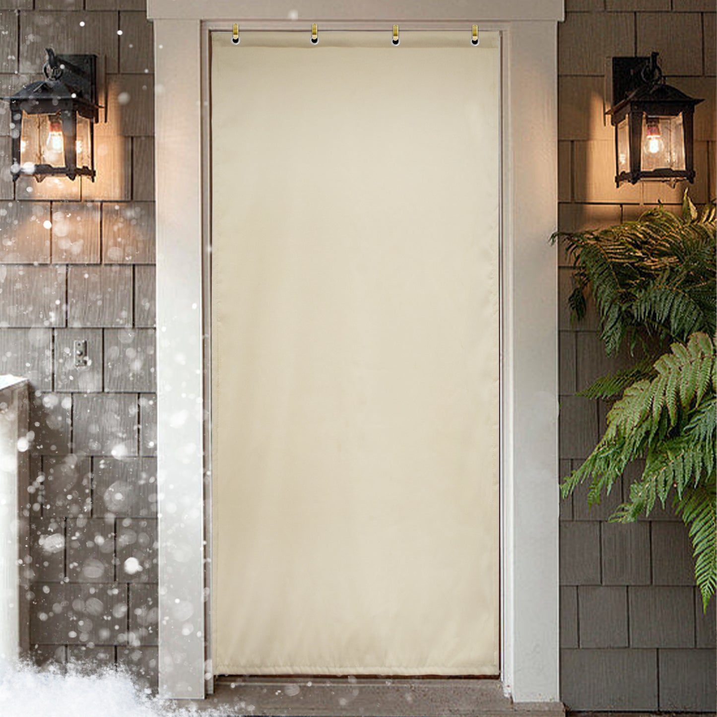 Waterproof Quilted Door Curtains, 1 Panel, Beige, 82x204cm/100x210cm