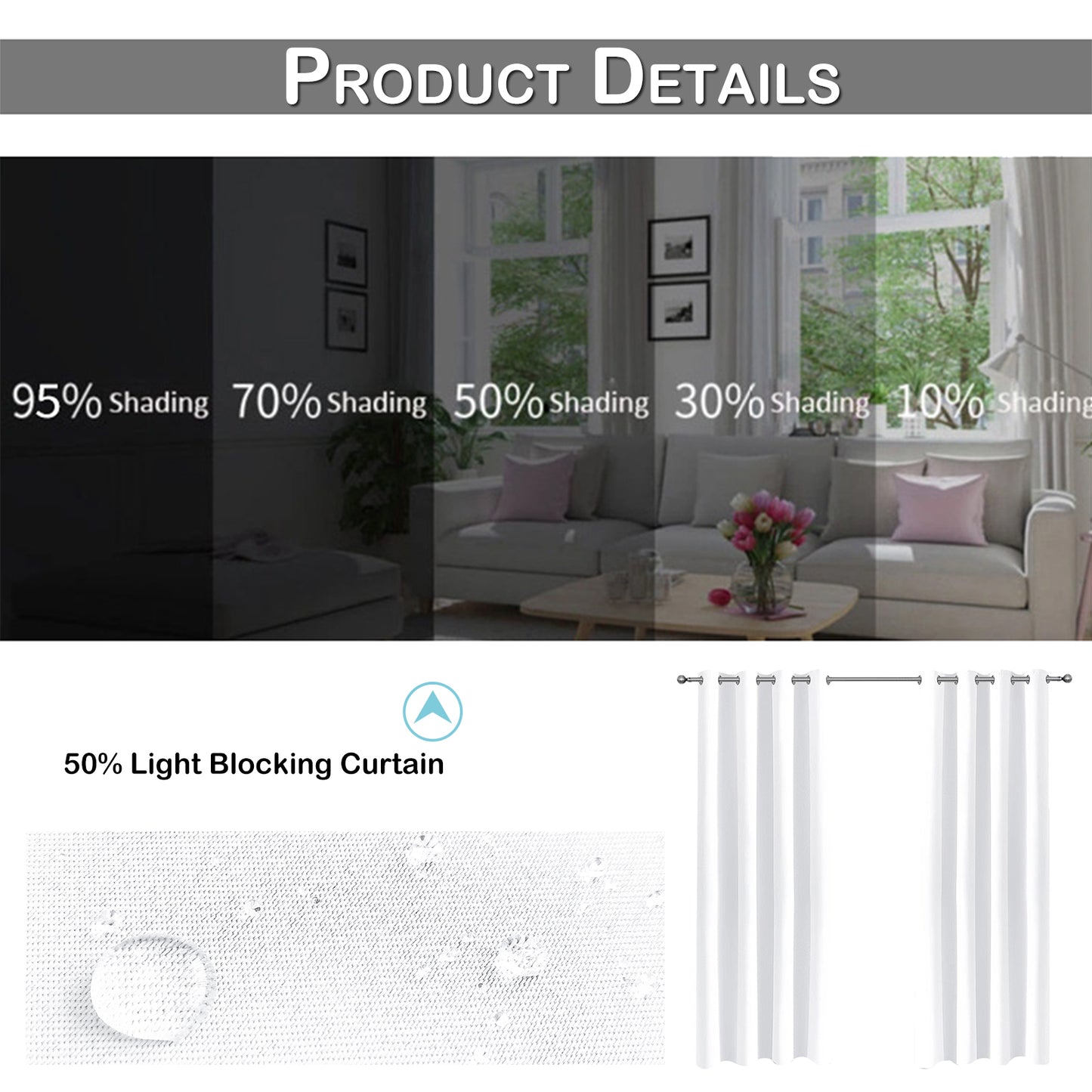 Rideau imperméable pour patio extérieur