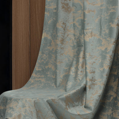 Gold Print Blackout Velvet Curtain