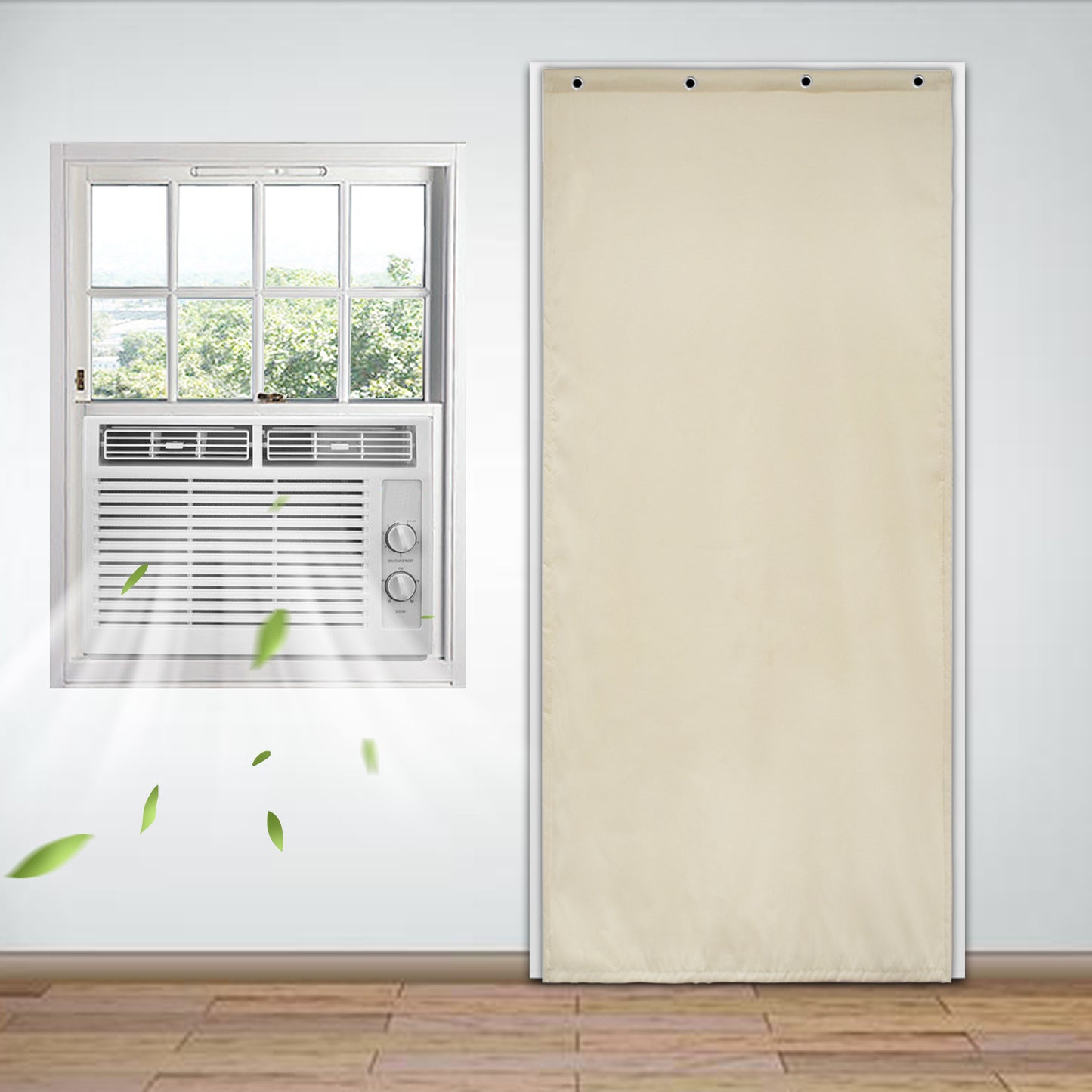 Waterproof Quilted Door Curtains, 1 Panel, Beige, 82x204cm/100x210cm
