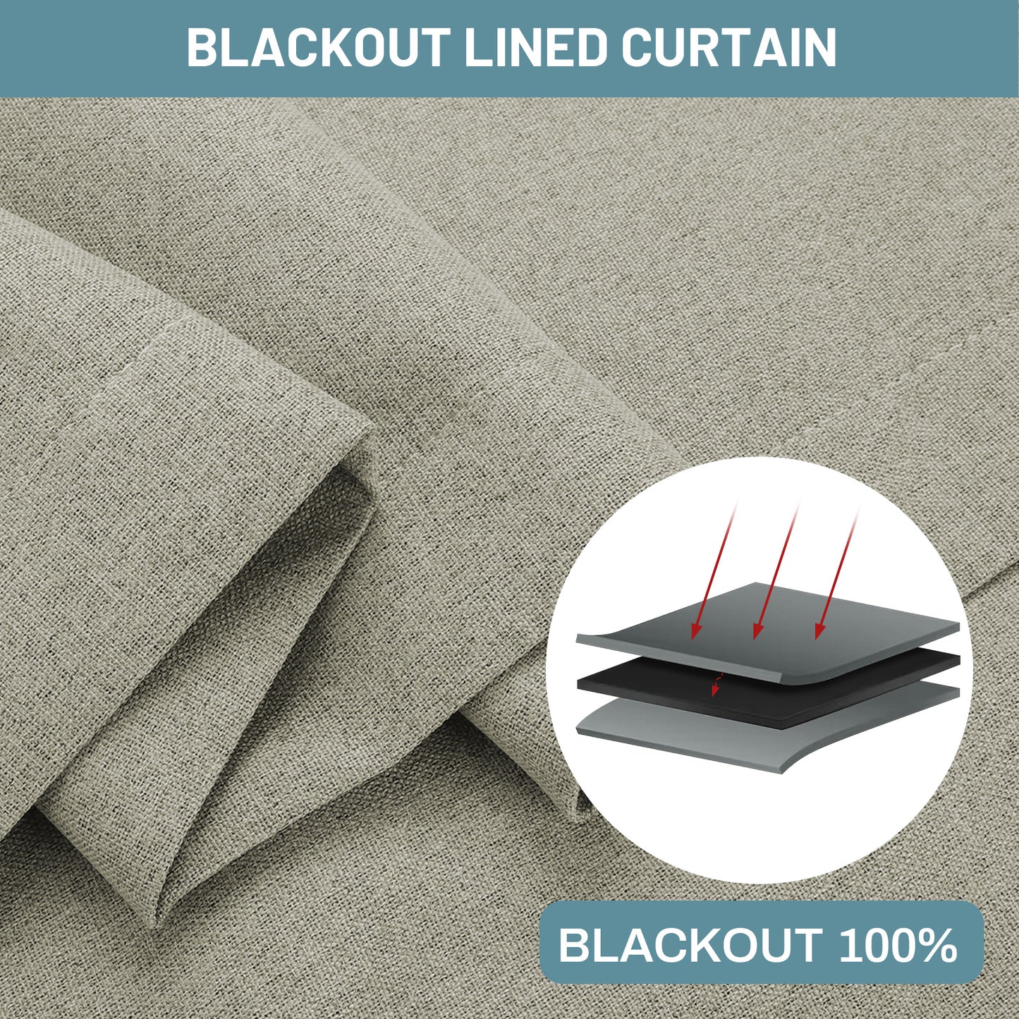 100% Blackout Linen Curtain