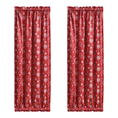 Rideaux occultants imprimés de Noël, 1 panneau, flocon de neige, 83 x 183 cm