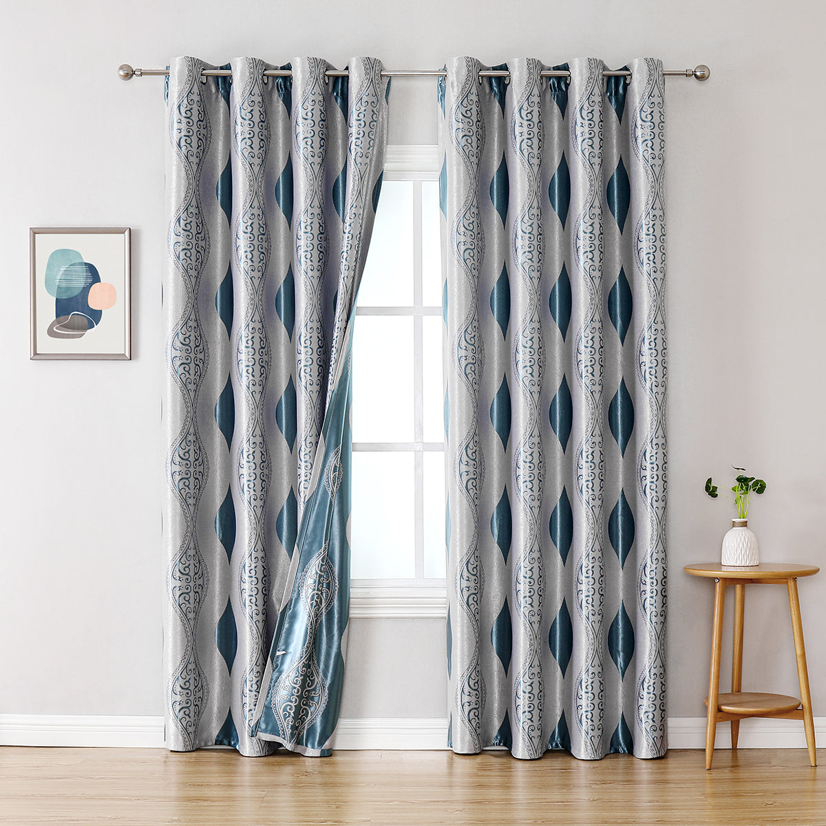Geometric Curtains, 1 Panel, Blue, 100*130cm/100*250cm/140*260cm