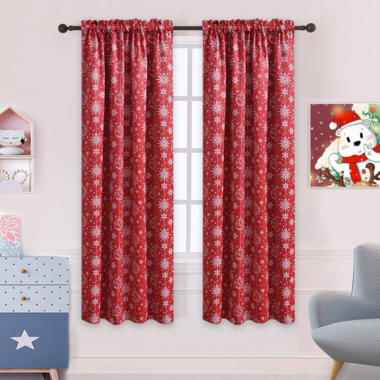 Christmas Blackout Curtains, 1 Panel, Snowflake, 80*183cm