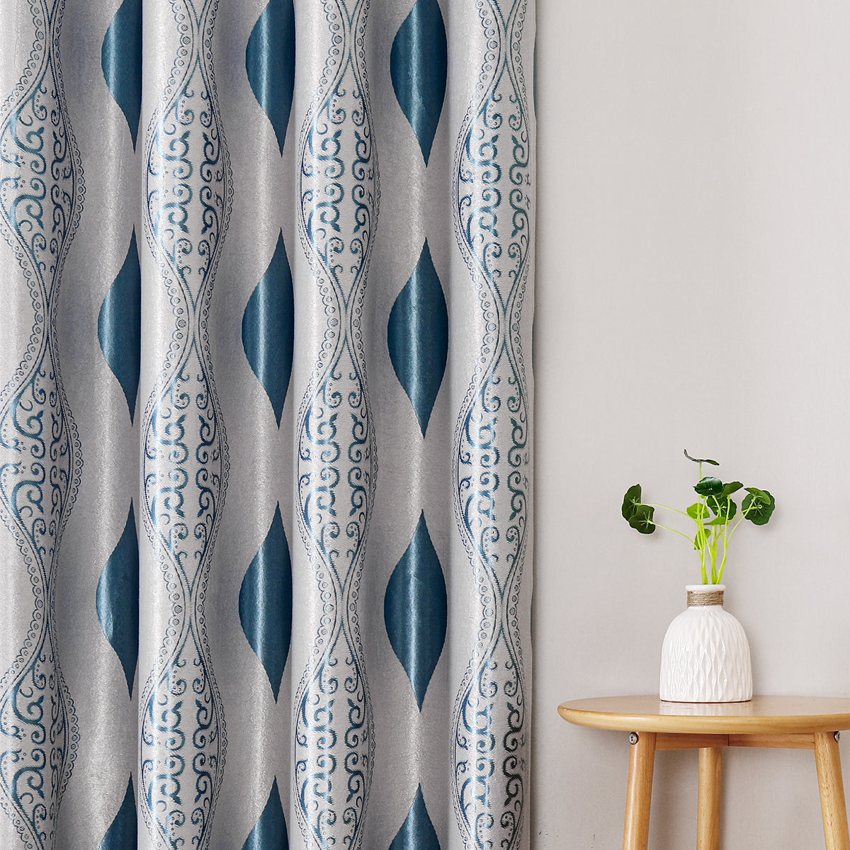 Geometric Curtains, 1 Panel, Blue, 100*130cm/100*250cm/140*260cm