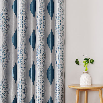 Geometric Curtains, 1 Panel, Blue, 100*130cm/100*250cm/140*260cm