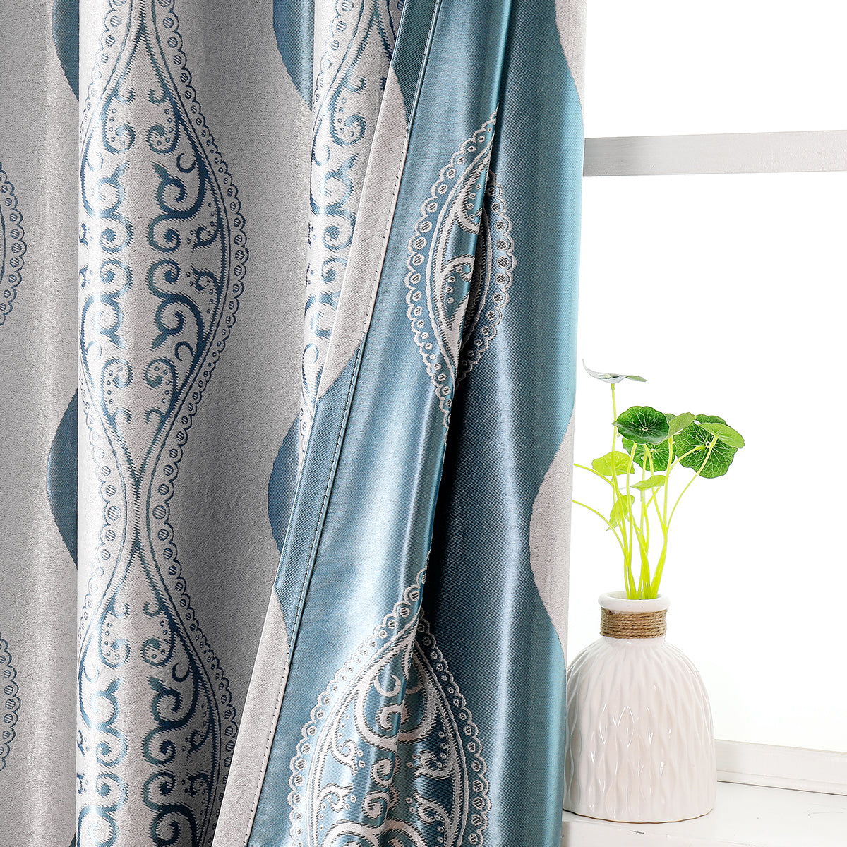 Geometric Curtains, 1 Panel, Blue, 100*130cm/100*250cm/140*260cm