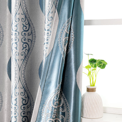 Geometric Curtains, 1 Panel, Blue, 100*130cm/100*250cm/140*260cm