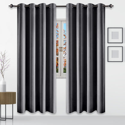Silk Satin Curtains, 1 Panel, Gray, 132*160cm/132*183cm/132*213cm