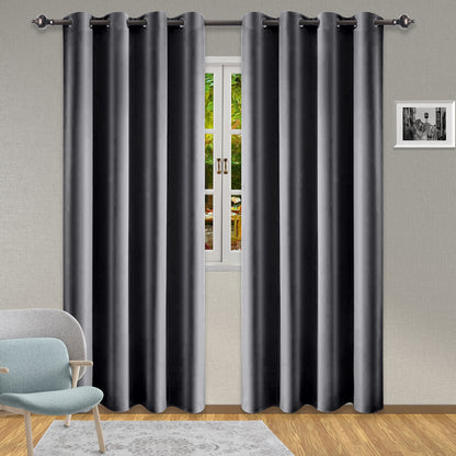 Silk Satin Curtains, 1 Panel, Gray, 132*160cm/132*183cm/132*213cm