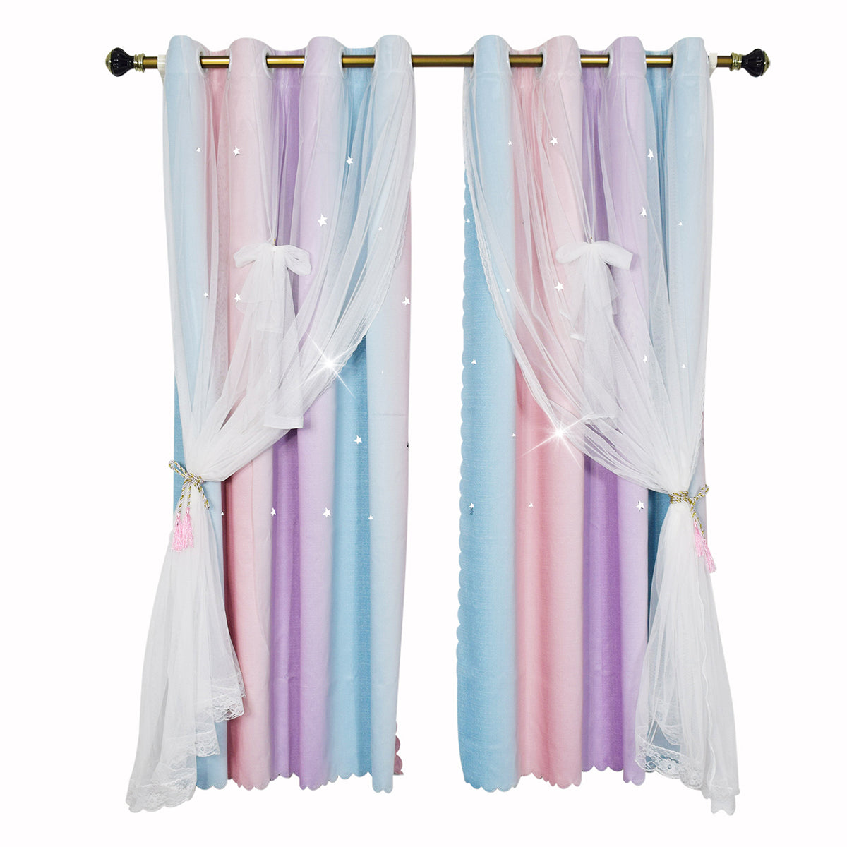 Rideaux occultants Princess à double épaisseur, 1 panneau, violet, 130x160cm/130x215cm/130x243cm