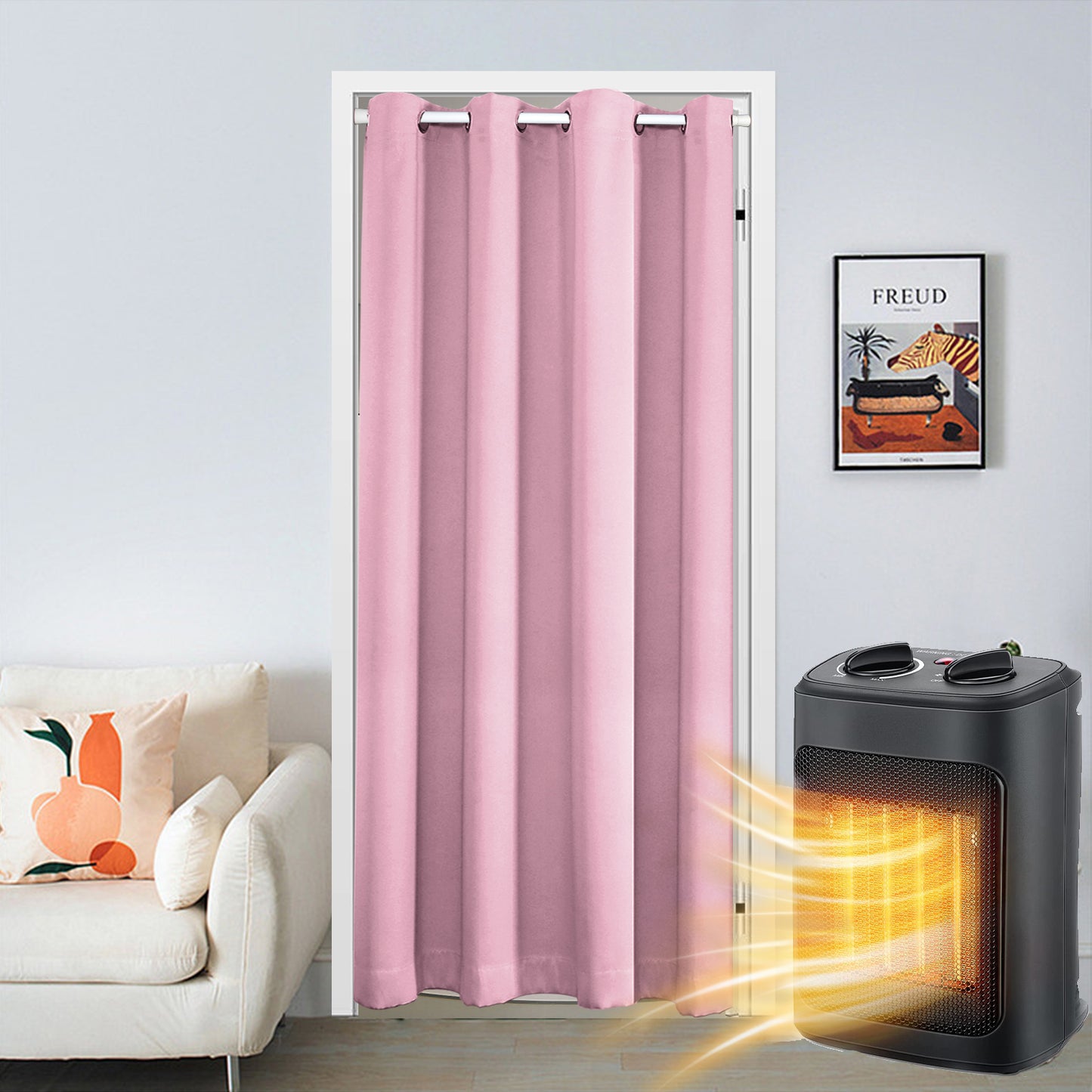 Blackout Door Curtains, 1 Panel, Pink, 132x203cm/132x244cm