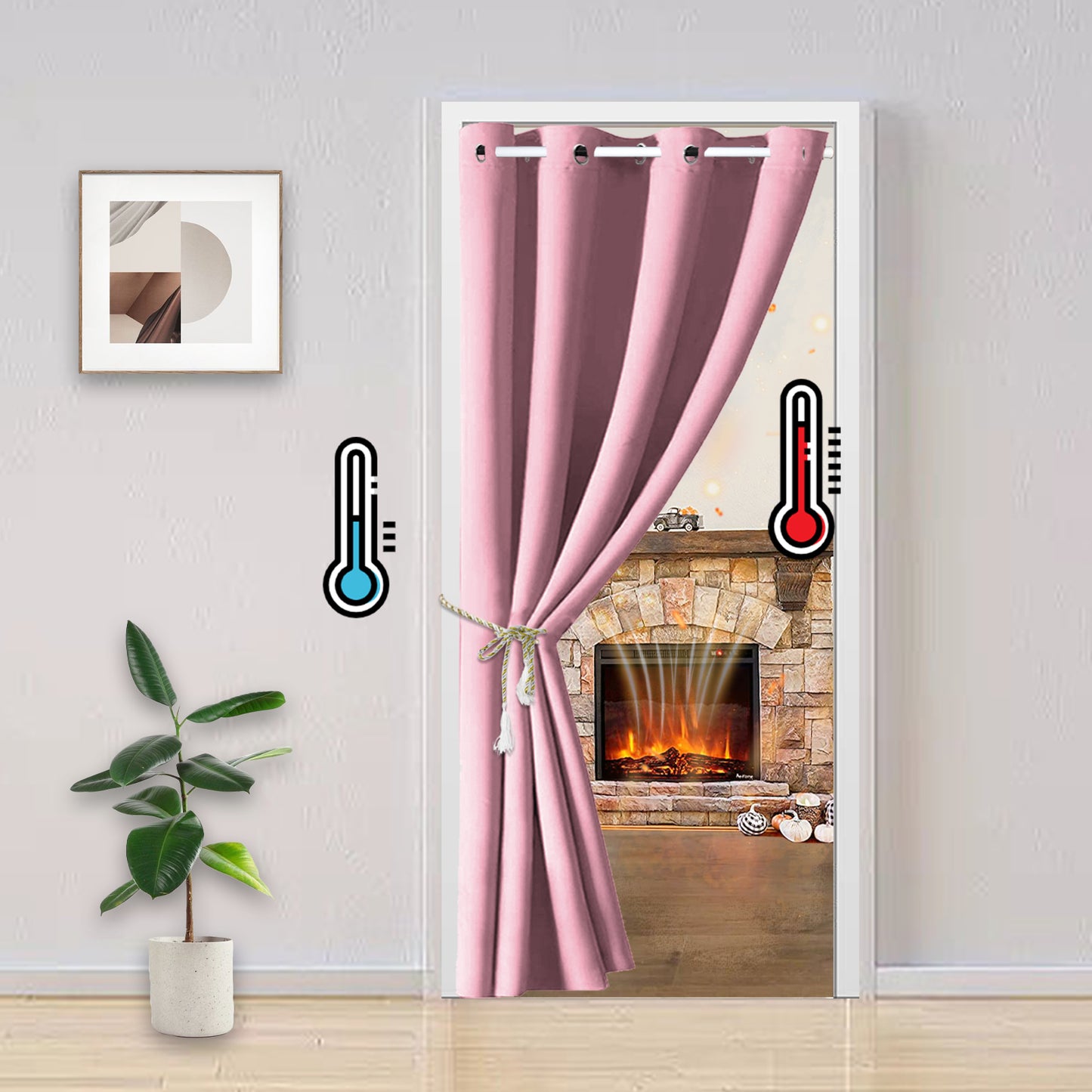 Blackout Door Curtains, 1 Panel, Pink, 132x203cm/132x244cm