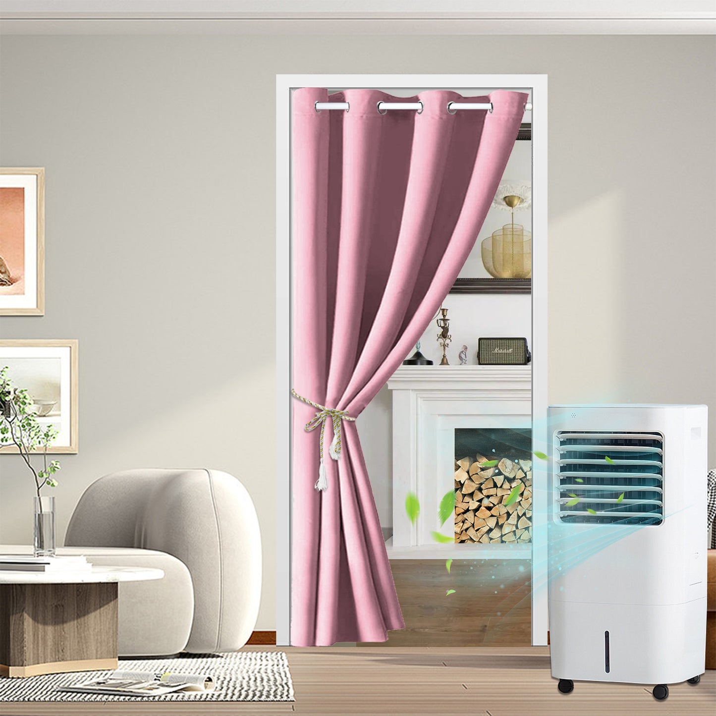 Blackout Door Curtains, 1 Panel, Pink, 132x203cm/132x244cm