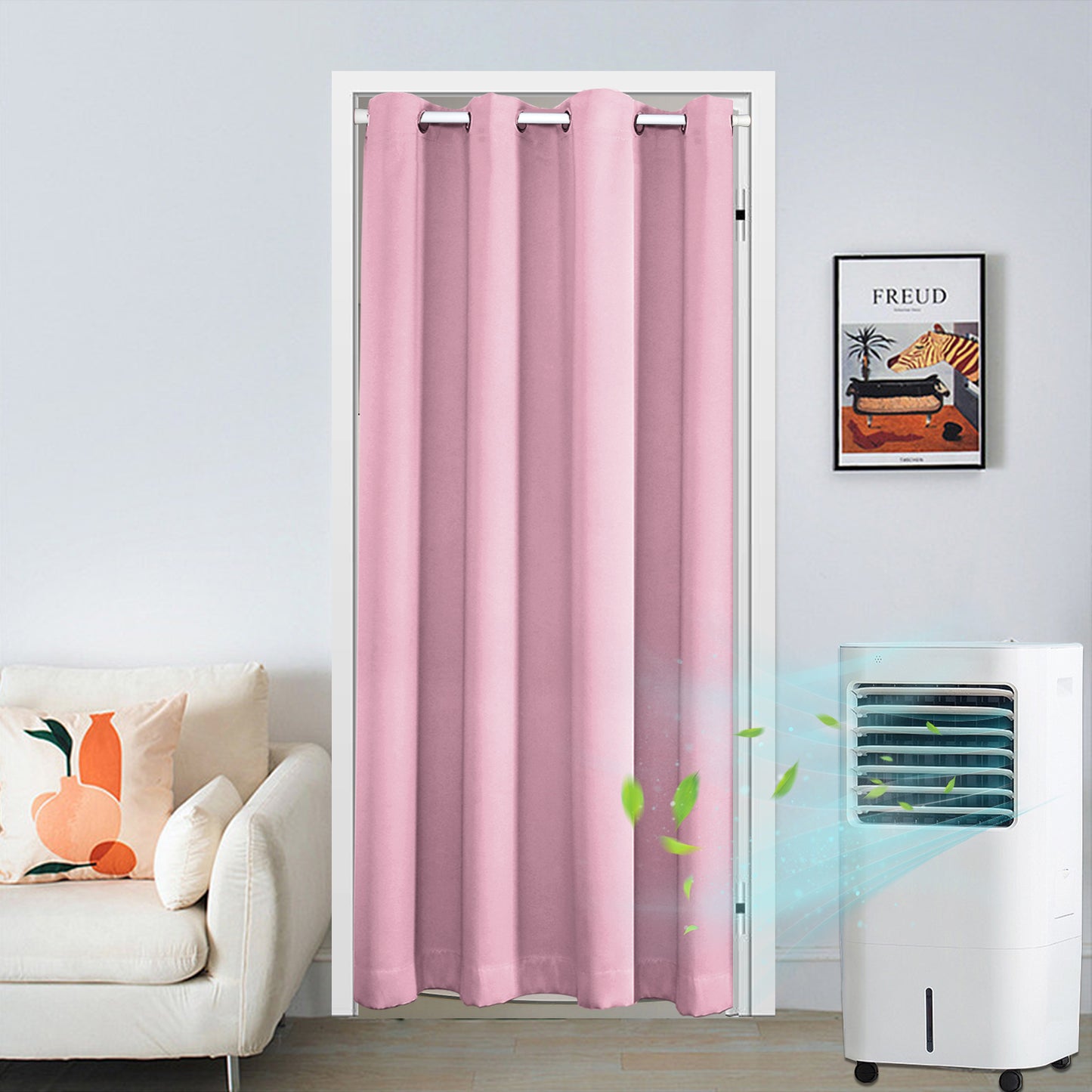 Blackout Door Curtains, 1 Panel, Pink, 132x203cm/132x244cm