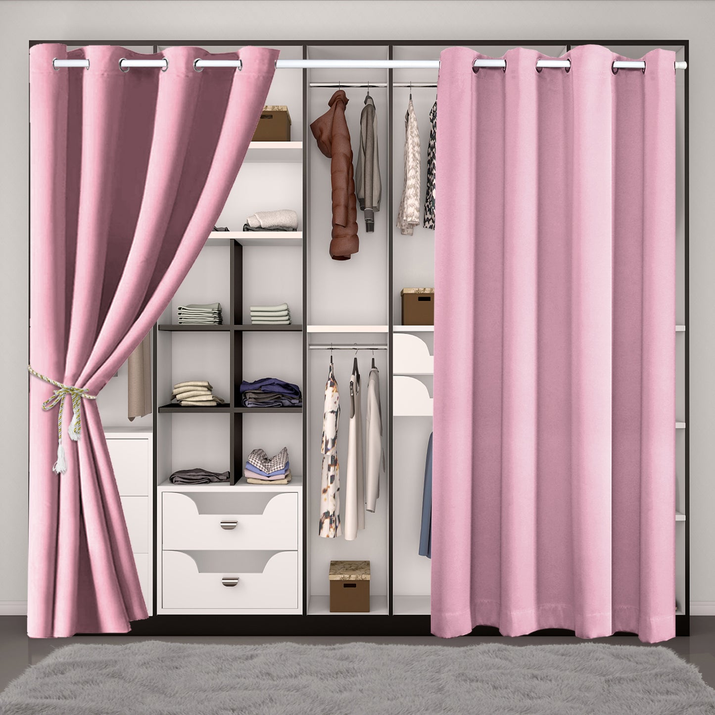 Blackout Door Curtains, 1 Panel, Pink, 132x203cm/132x244cm