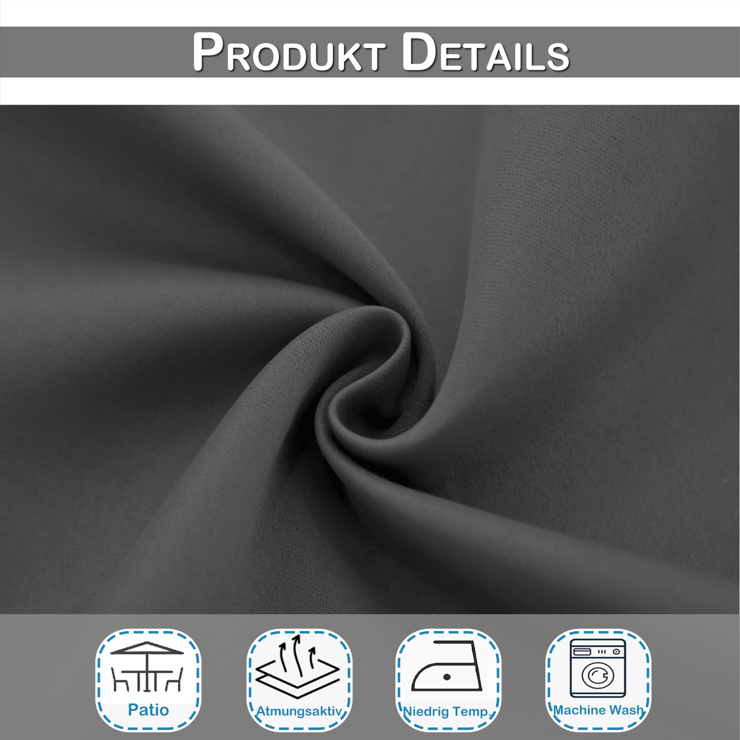 Winddichte und Wasserabweisende Verdunkelungs Vorhang für Terrasse und Garten – Magic Tape Befestigung