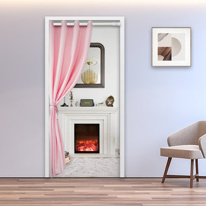 Cotton Door Curtains, 1 Panel, Pink, 132x203cm/132x244cm