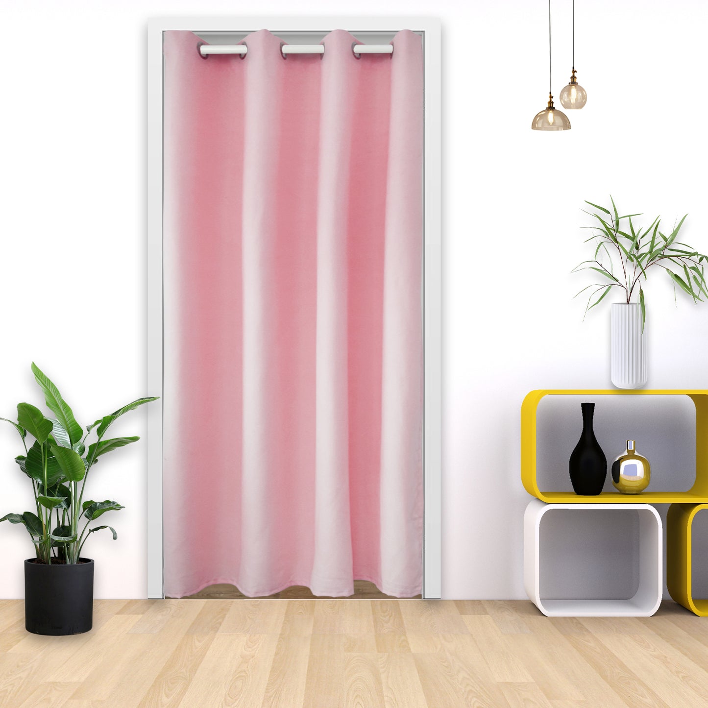 Cotton Door Curtains, 1 Panel, Pink, 132x203cm/132x244cm