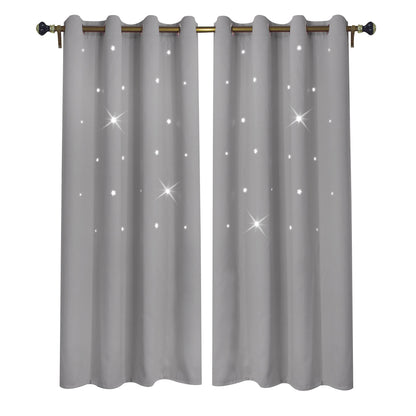 Stars Blackout Curtains, 1 Panel, Gray, 132x160cm/132x183cm/132x213cm