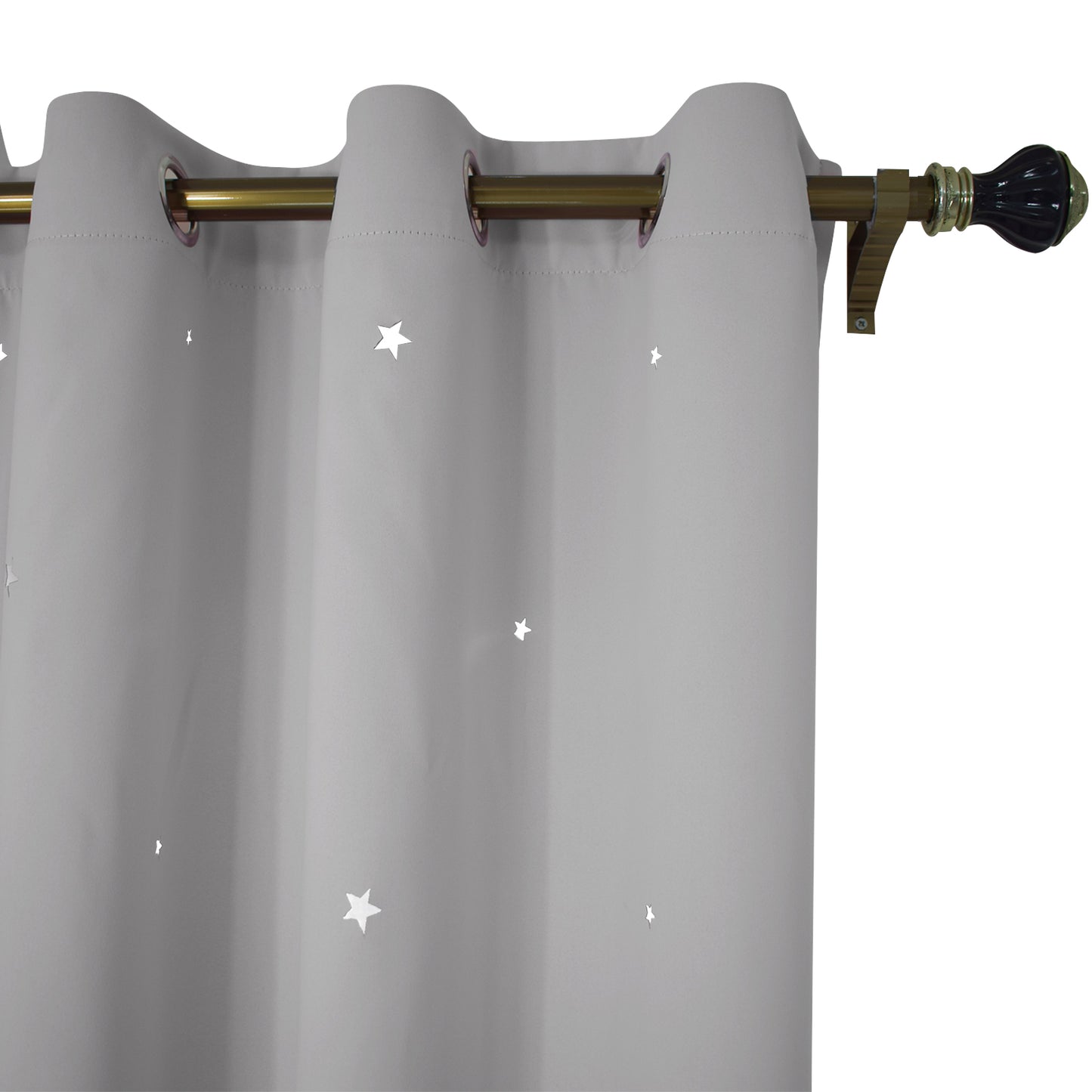 Stars Blackout Curtains, 1 Panel, Gray, 132x160cm/132x183cm/132x213cm