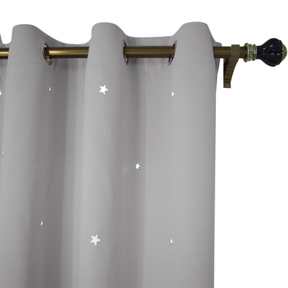 Stars Blackout Curtains, 1 Panel, Gray, 132x160cm/132x183cm/132x213cm
