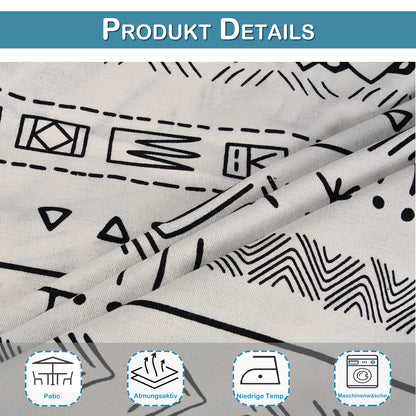 2er Set Vintage Boho Outdoor Vorhänge – Wasserdicht für Terrasse und Garten