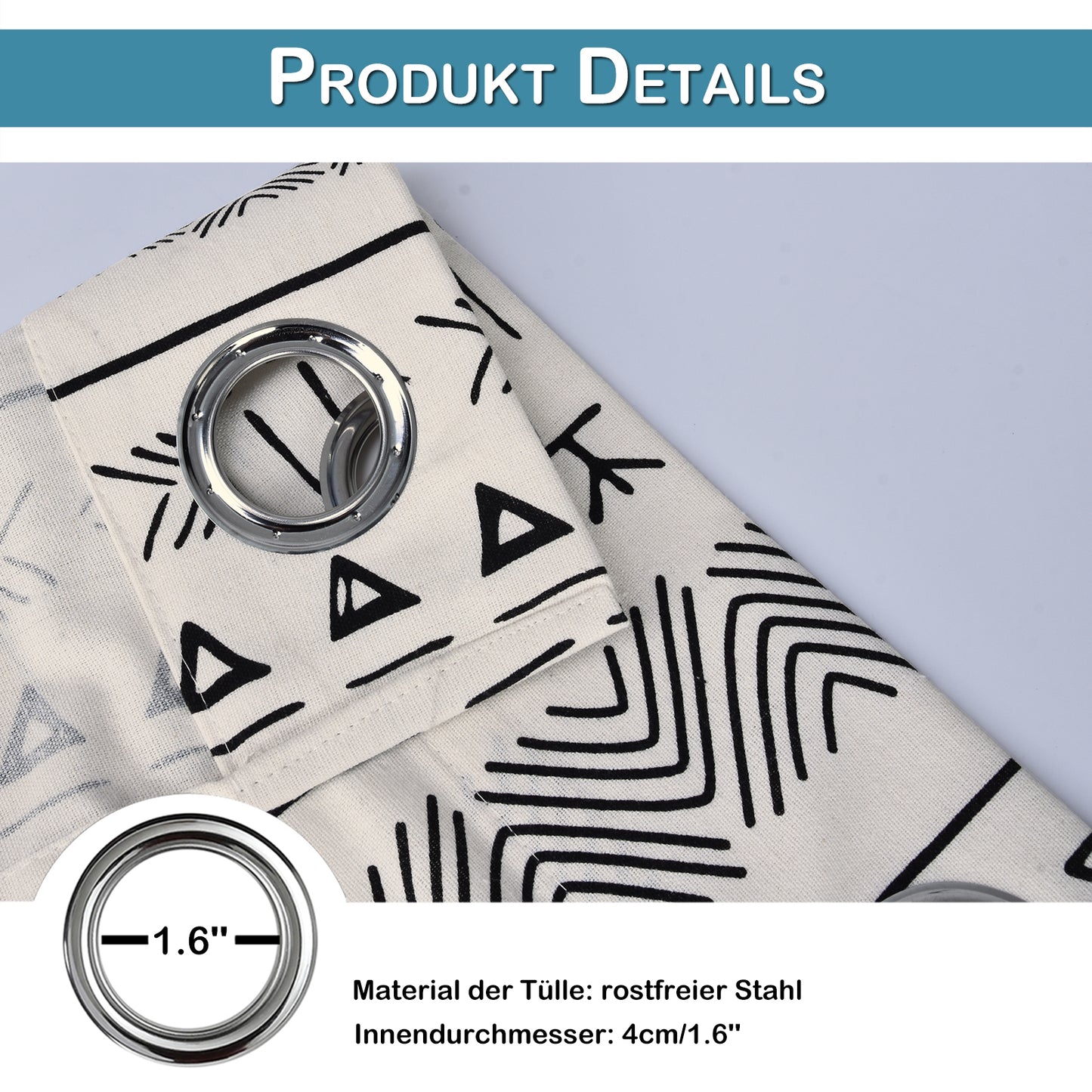 2er Set Vintage Boho Outdoor Vorhänge – Wasserdicht für Terrasse und Garten