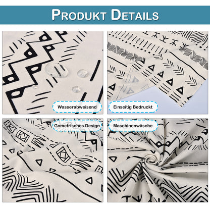 2er Set Vintage Boho Outdoor Vorhänge – Wasserdicht für Terrasse und Garten