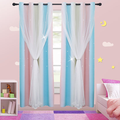 Rideaux occultants Princess à double épaisseur, 1 panneau, bleu, 130x160cm/130x215cm/130x243cm