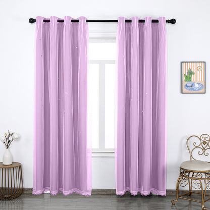 Verdunkelungsvorhang mit Tüll Overlay und Ausgestanzten Sternen – Einzelne Gardinenbahn