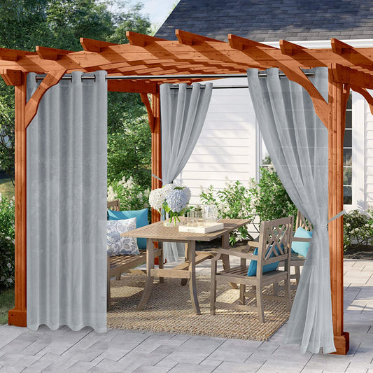 Waterproof Outdoor Porch Yard Curtain, 1 Panel, Gray, 132*183cm/132*213cm/132*241cm/132*274cm