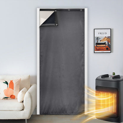 Rideaux de porte matelassés imperméables, 1 panneau, gris, 82x204cm/100x210cm