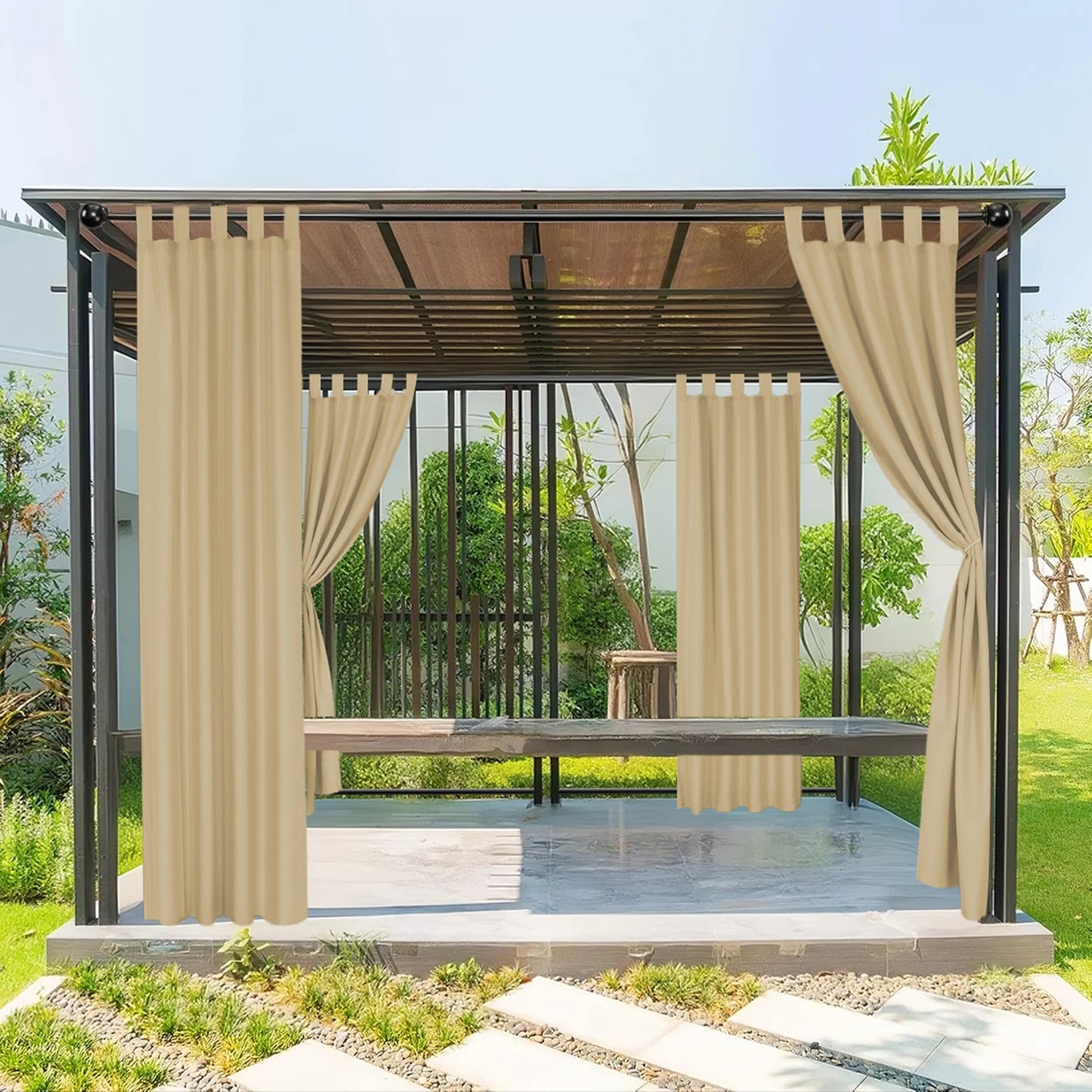 Wasserabweisender und Windstabiler Outdoor Vorhang für Terrasse und Garten