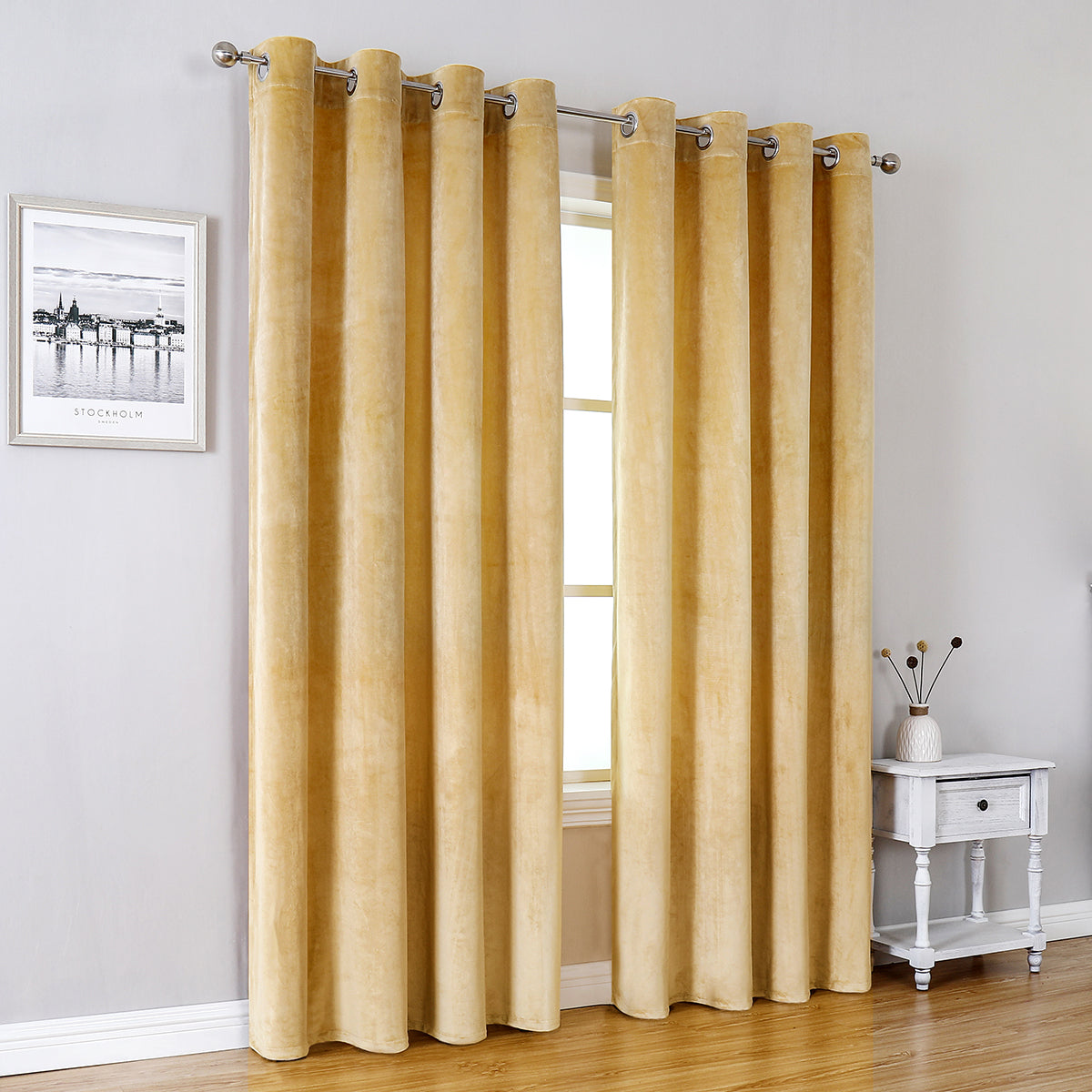 Rideaux en velours, 1 panneau, jaune, 132*164cm/132*214cm/132*244cm
