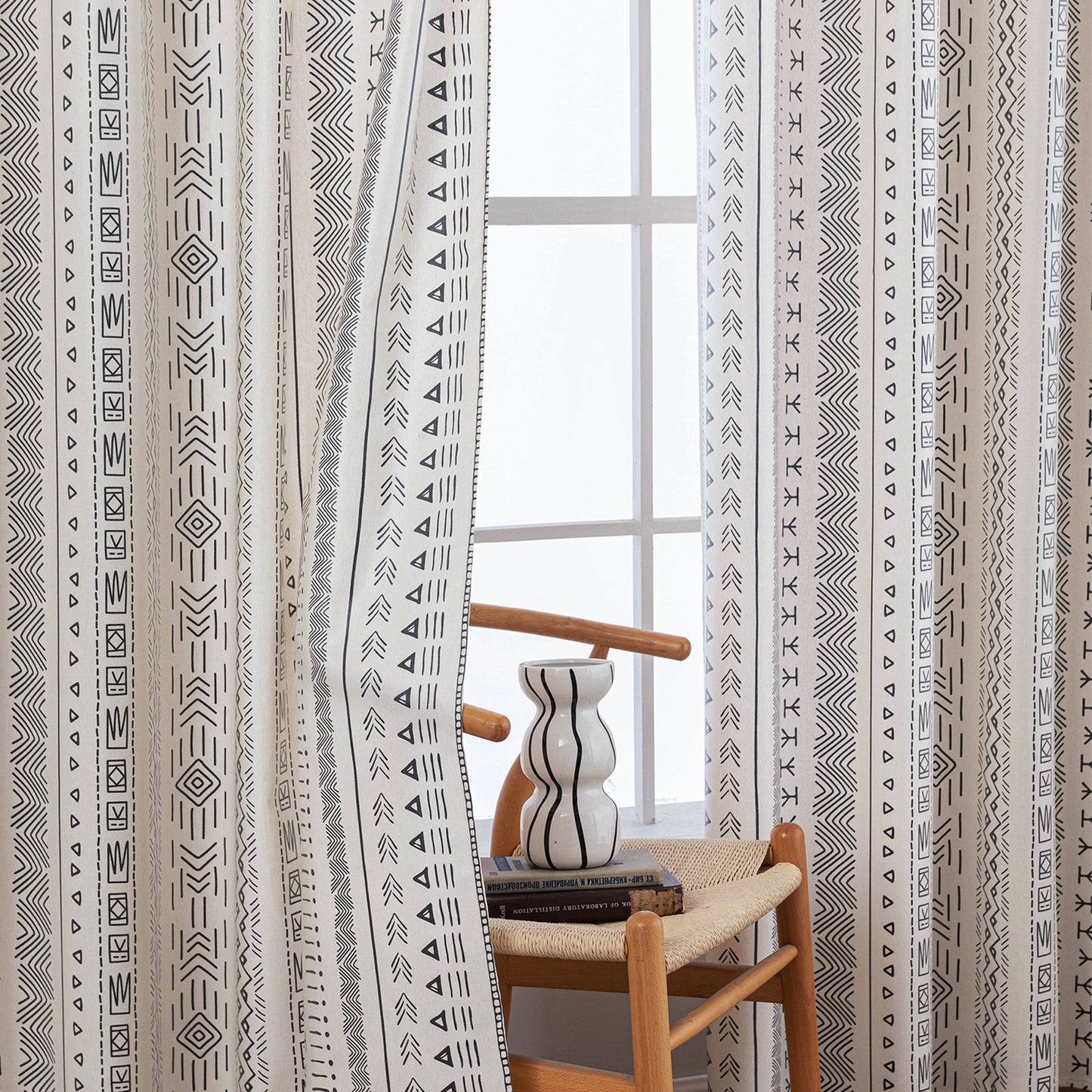 2er Set Vintage Boho Outdoor Vorhänge – Wasserdicht für Terrasse und Garten