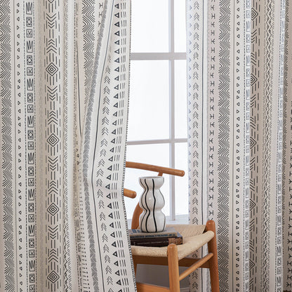 2er Set Vintage Boho Outdoor Vorhänge – Wasserdicht für Terrasse und Garten