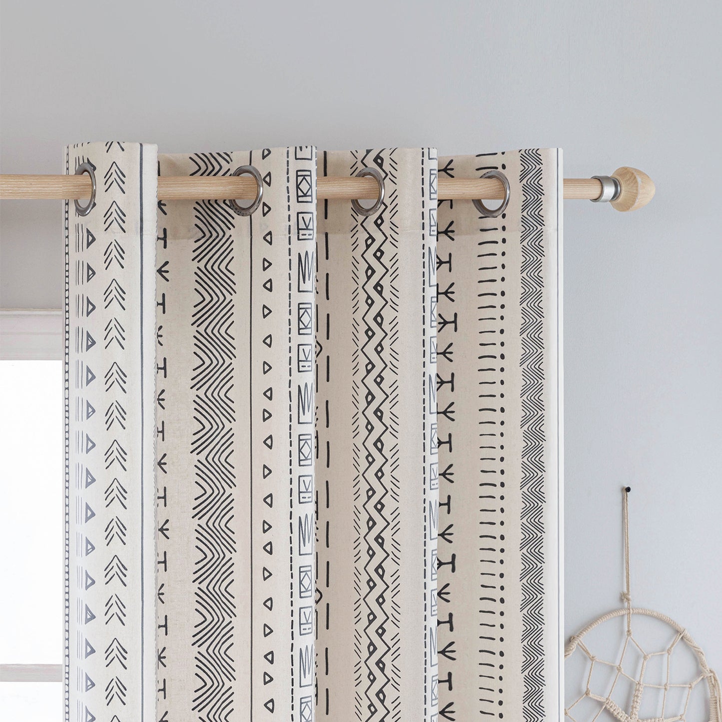 2er Set Vintage Boho Outdoor Vorhänge – Wasserdicht für Terrasse und Garten