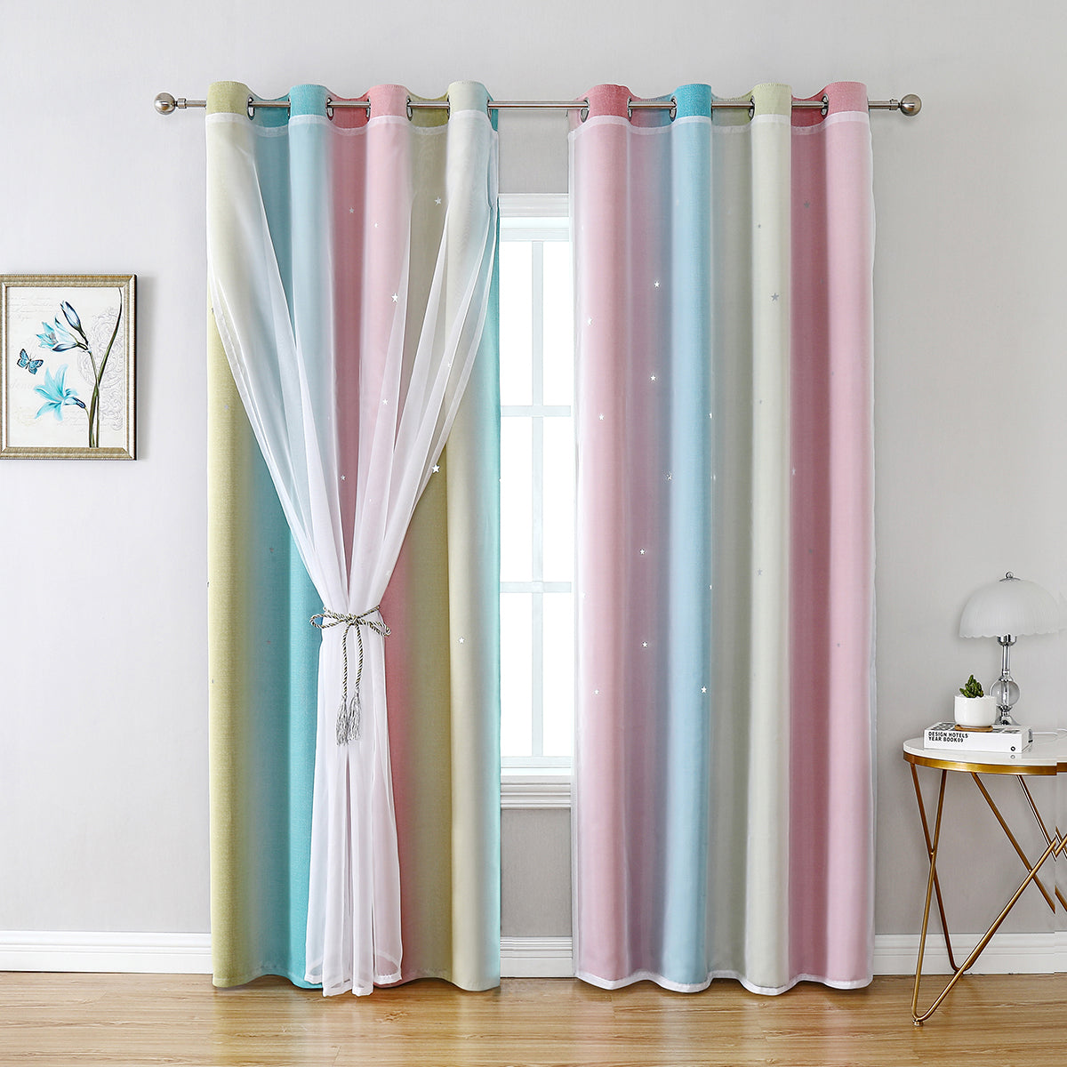 Rideaux occultants à double couche, 1 panneau, rose, 100 x 130 cm/134 x 160 cm/134 x 210 cm/134 x 240 cm