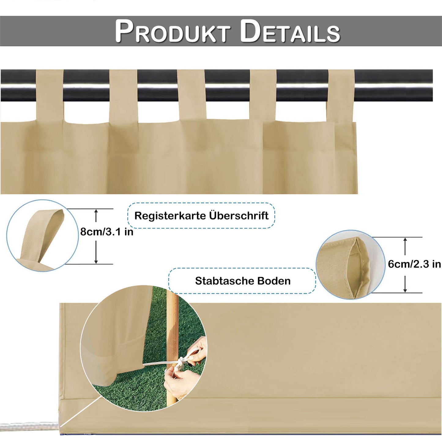 Wasserabweisender und Windstabiler Outdoor Vorhang für Terrasse und Garten